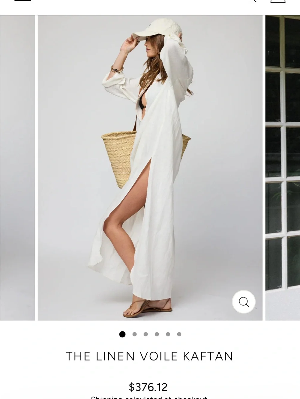 The Linen Voile Kaftan Dress - Baby Blue - Picture 2 of 7